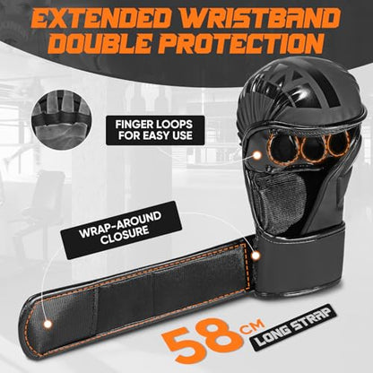 MMA Gloves for Sparring,Muay Thai,Training - color: Black, size: Large