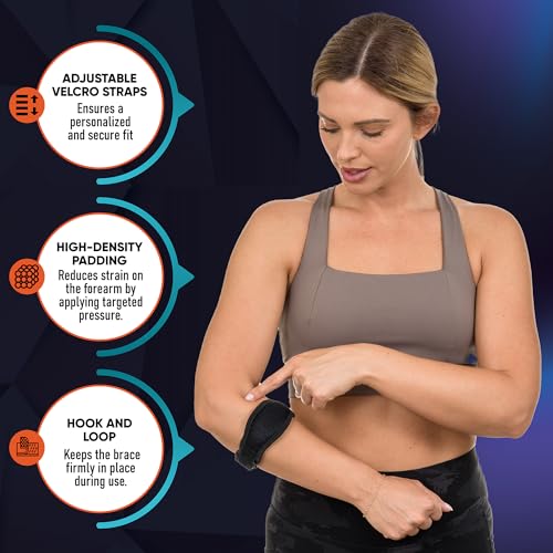 2-Pack Tennis Elbow Brace for Men & Women, Golfer's Elbow Support Strap - color: Black