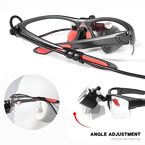 3.5x420MM Angle Adjustable Binocular Loupes Magnifier Glasses Loupes with Cloth Case (Black) - color: Black