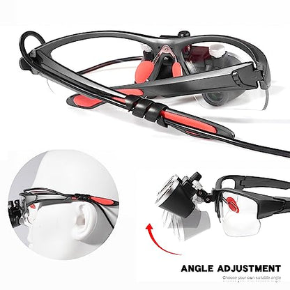 3.5x420MM Angle Adjustable Binocular Loupes Magnifier Glasses Loupes with Cloth Case (Black) - color: Black