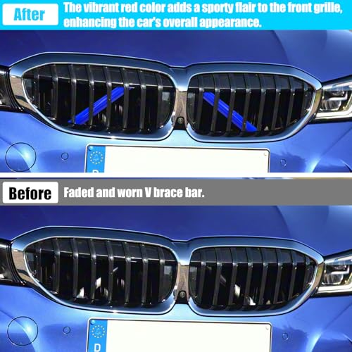 Jaronx Compatible with BMW V Brace Cover for 3 Series G20 Sedan/G21 Touring 2019-2024 330i 330e M340i,Grille Insert Trims V Bar Brace Wrap Covers Compatible with BMW Front Grill Insert Stripes(Blue) - color: Blue, size: G20/G21