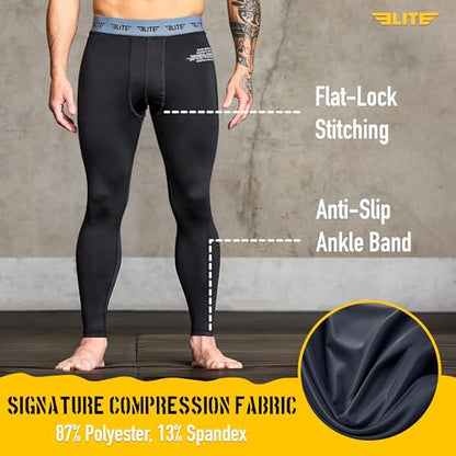 Elite Sports Men’s BJJ Spats Leggings Tights, Best Jiu Jitsu MMA no Gi spat Compression Pants for Men - size: XX-Large