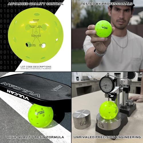 Vulcan | VPRO Flight Outdoor Pickleball Official Ball of the PPA Tour & MLP | 3, 6, 12, 36 & 100 Ball Pack | Hi-Vis Yellow - color: 12-Pack - Hi-Vis Green