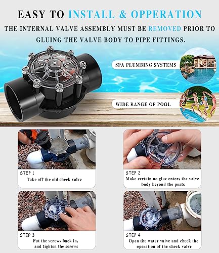 Replacement for Jandy 7305 Check Valve 180 Degree 2 Inch to 2.5 Inch Check Valve Compatible with Straight Through Flow Fit for Pools and Spas