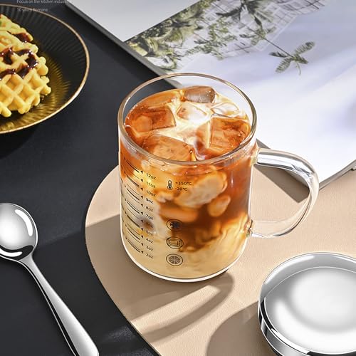 450ml Glass Measuring Cup with Scales (ml/oz) High Borosilicate Glass Liquid Graduated Cups for Home Kitchen Office Thickened Breakfast Milk Juice Yogurt Coffee Mug Teacup