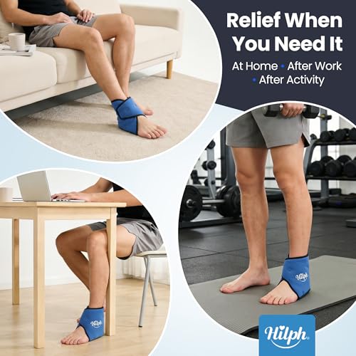 Hilph Ankle Ice Pack Wrap for Swelling, Gel Cold Pack for Ankle Sprained | Easy to Wear, Reusable Hot Cold Compress for Surgery Recovery, Plantar Fasciitis, Foot Pain Relief, Achilles Tendonitis, Blue