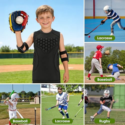 BARMACO Youth Baseball Chest Protector Compression Shirt, Padded Rib Guard - size: X-Large