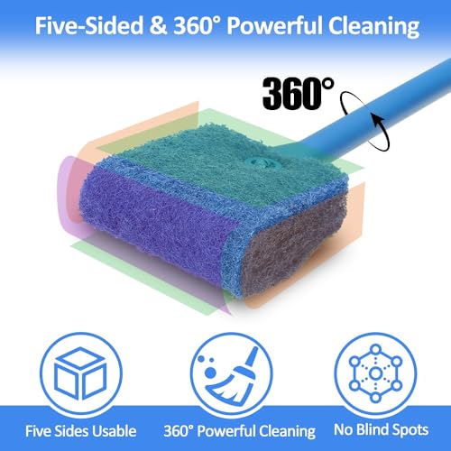 Fish Tank Cleaner with Five Sided Sponge Brush and Long Handle Aquarium Scrubber Alage Scraper for Glass Aquariums Terrarium Home Kitchen(2Pack) - size: 2 Pack