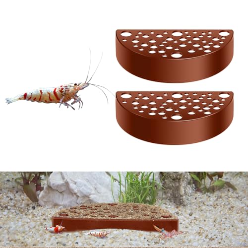 2 Pcs Shrimp Hides for Aquarium Shrimp Hides Hideout Aquarium Cave Fish Tunnel for Fish Tank Accessories Decor(Brown) - color: Brown