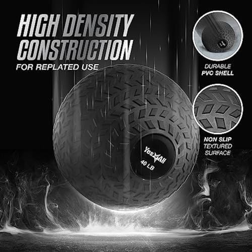 Yes4All Sand-Filled Slam Ball for Strength Training - color: Black, size: 40lbs