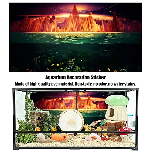 NIMOSA Aquarium Background Fish Tank Decorations Pictures 3D Effect PVC Adhesive Poster 3D Underwater Sea Mountains Earth Backdrop Decoration Paper Cling Decals Sticker,122x41cm - size: 122x41cm
