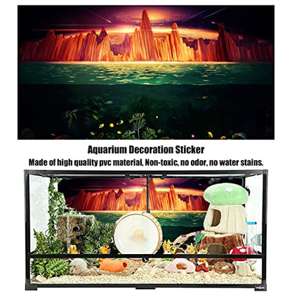 NIMOSA Aquarium Background Fish Tank Decorations Pictures 3D Effect PVC Adhesive Poster 3D Underwater Sea Mountains Earth Backdrop Decoration Paper Cling Decals Sticker,122x61cm - size: 122x61cm