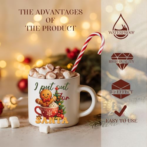 20 Pcs Christmas UV DTF Cup Wraps, Gingerbread Rub on Transfer Stickers Waterproof PVC Rub On Decals for 16 OZ Glass Bottles Cups Laptop Phone Case Decor - style: Christmas Gingerbread