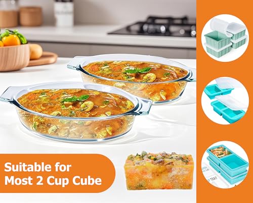 Small Casserole Dishes Oval 2 Pack, 23oz Glass Au Gratin Baking Dish, Individual Oval Baking Pan for Oven Microwave Air Fryer, 1 or 2 Person Servings, Bakeware Clear Prep Bowls with Handle - size: Small-Oval