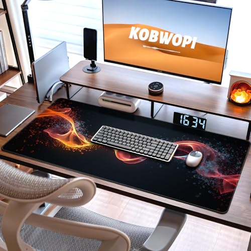 35.4 x 15.7 in, XXL Large Mouse Pad for Desk, Extended Keyboard Mouse Mat for Computer Office, Big Mouse pad with Stitched Edges, Gaming Pc-Abstract Lines on a Black - color: Abstract Lines on a Black