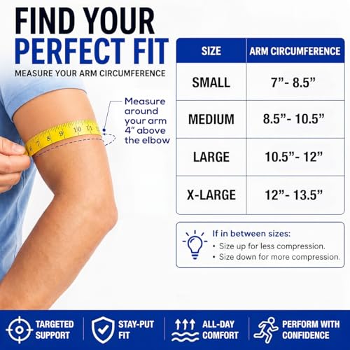 SB SOX Elbow Brace Compression Sleeve for Men & Women - color: Solid - Black, size: X-Large