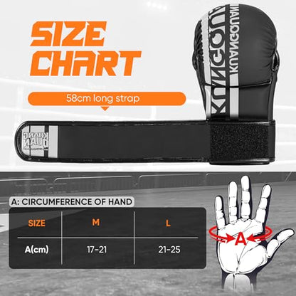 MMA Gloves for Sparring,Muay Thai,Training - color: Black-White, size: Large
