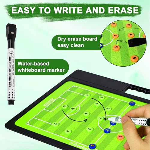 Soccer Coaching Board, Double-Sided Magnetic Tactics Clipboard