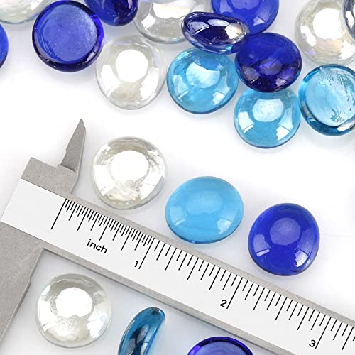 OnlyFire Fire Pit Glass Rocks 10 lbs, High Luster Fire Glass Beads 1/2 Inch, Tempered Glass Marbles for Propane/Natural Gas Fire Pit, Fireplace, Multicolor & Blends Available - color: Cobalt Blue++Crystal Ice+Caribbean Blue
