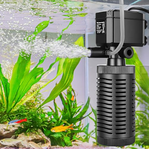 hygger 15-30 Gallon Little Submersible Aquarium Filter in-Tank Filtration with Aeration for Saltwater and Freshwater Fish Tank Internal Filters 232GPH - size: M