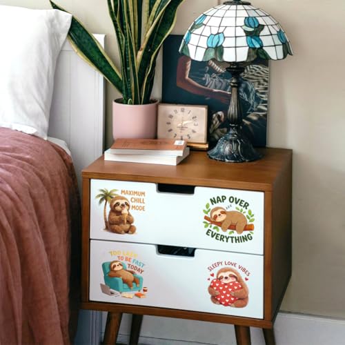 Peacoblue 18 Sheets Rub on Transfers for Crafts, Sloths with Words 3.6"x3.9" UV DTF Cup Wraps Waterproof Cold Transfers Stickers for Wood Glass Metal Cup Tumblers Mirrors Mugs Home Decor - style: Sloths with Words