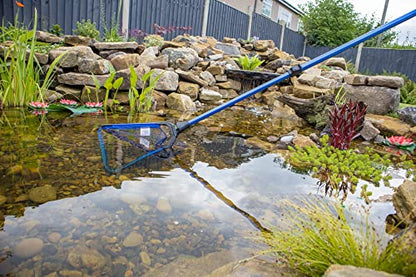 Collapsible Water Garden Koi Fish Pond Fish Catching Landing Net, 16 Inch by 13 Inch Wide (6mm) Course Durable Nylon Mesh Net Head, with Telescoping Extension Pole to 6 Ft