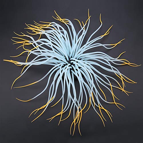 Pssopp Simulation Silicone Luminous Sea Anemone Ornament Artificial Plant Simulation Sea Anemone for Aquarium Fish Decoration with Suction Cup(Orange)