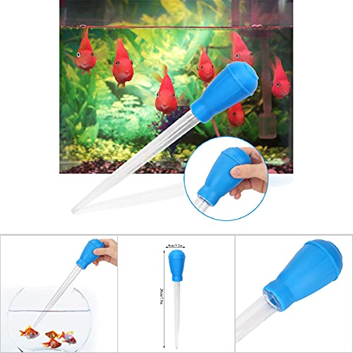Fish Pipette Dropper, Aquarium Dropper Mini Manual Water Changer Aquarium Gravel Cleaner Waste Remover Changer Aquarium Dropper Pipette Feeder Water Transfer(Blue)