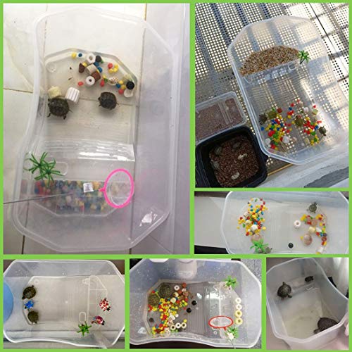 Plastic Turtle Tank Reptile Habitat Pet Terrariums Turtles Tank Aquarium Terrapin Topper Basking with Platform Plants,Durable,Safe, Non-Toxic(White) - color: White