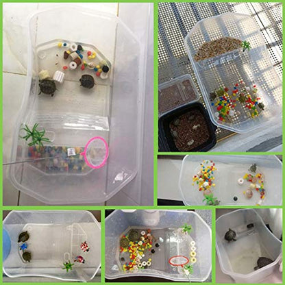 Plastic Turtle Tank Reptile Habitat Pet Terrariums Turtles Tank Aquarium Terrapin Topper Basking with Platform Plants,Durable,Safe, Non-Toxic(White) - color: White