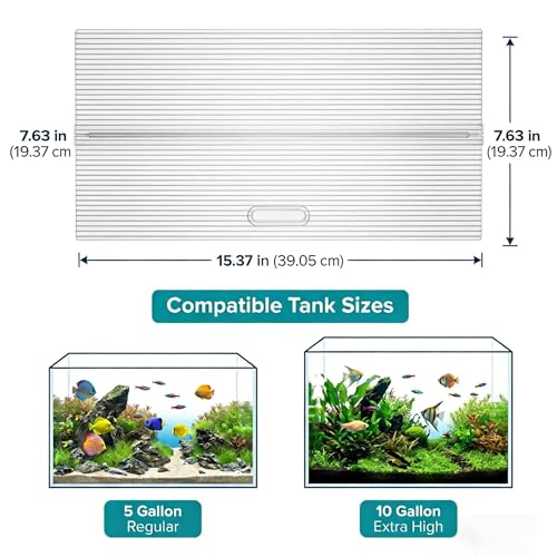 Aquarium Canop Polycarbonate 15.37 x 7.63 x 0.24 for 5/10 Gallon Without Center Brace Aquariums Cover Aquarium Lid，Clear