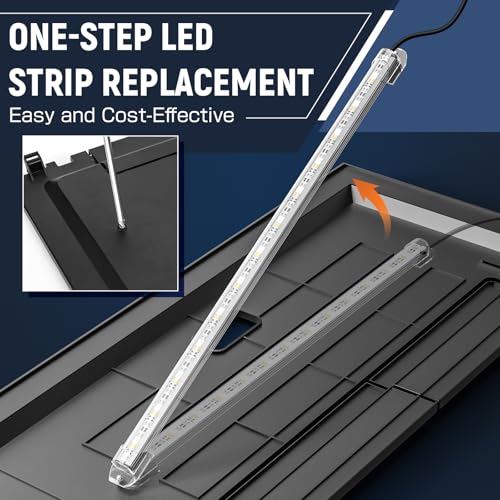 LED Aquarium Hood, Fish Tank Cover with Adjustable Brightness White Tube Light, Replaceable Full-Length Bulb, Fits 24-Inch Framed Aquariums, Black