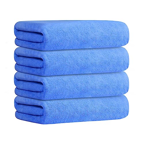 JML Microfiber Bath Towels, 4 Pack, 30" x 60", Blue - color: Microfiber Blue, size: 4 Pack (30 in x 60 in)