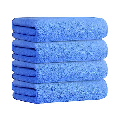 JML Microfiber Bath Towels, 4 Pack, 30" x 60", Blue - color: Microfiber Blue, size: 4 Pack (30 in x 60 in)