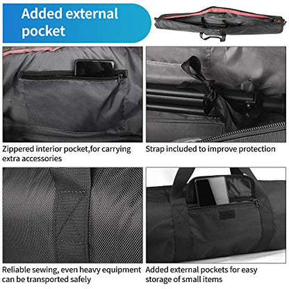 HEMMOTOP Tripod Bag, 47x7in All Sides Thick Tripod Carrying Case with Shoulder Strap and Handle, Heavy Duty Light Stand Bag with Two Zippered Pockets for Pool Cue, Speaker Stand -R12018