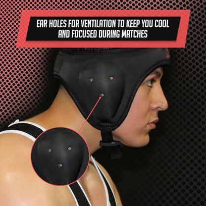Wrestling Headgear for Kids, Adults Adjustable for BJJ, Grappling, Kickboxing, MMA, Sparring, Training, Jiu Jitsu Cauliflower Ear Helmet - size: Kids/Youth (Up to 22" Head Circumference)
