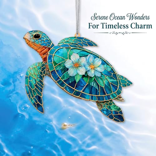 Sea Turtle Gifts for Women, Inspirational Turtle Suncatcher Window Hanging, Healing Gift, Sun Catcher for Windows - color: Sea Turtle Gifts