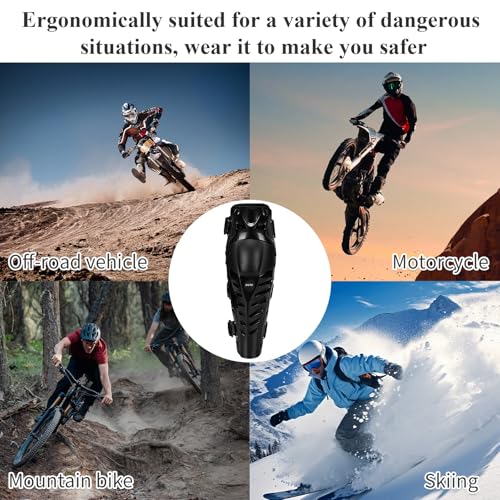 Gute Knee Pads, Adjustable Long Leg Sleeve Gear Crashproof Nonslip Protective Shin Guards for Motorcycle Mountain Biking-1 Pair