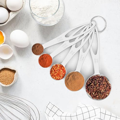5pcs Measuring Spoon Set, Heavy Duty Stainless Steel Measuring Spoons for Cooking Baking, Tablespoon Teaspoon for Dry or Liquid Ingredients, Fits in Spice Jar, 1/4 1/2 1 tsp, 1/2 1 tbsp - size: 5 pieces