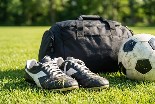 Personalized Soccer Duffel Bag with Shoe Compartment – Custom Name Sports Bag for Boys & Girls – Soccer Practice & Travel Gear Bag - color: Black, style: Soccer