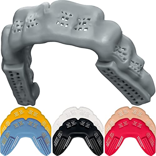 Bulletproof MMA & Boxing Mouth Guard: Thinnest Most Breathable Mouthguard! - color: Dolphin Gray, size: FIGHTING