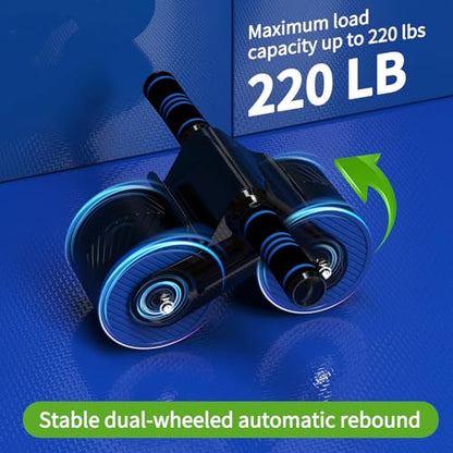 Auto Rebound Ab Roller with Kneeling Mat Exercise Wheels for Beginner