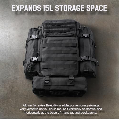 WYNEX Large Molle Pouch, Side Admin Sustainment Pouch for Tactical Backpack | Molle Attachments Bag, Vertical Pack for Military Assault Backpack Army Rucksack, with Shoulder Strap for Use as Sling Bag - color: Black (upgraded)