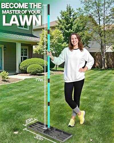 Lawn Leveling Rake, 30 Inch Yard Lawn Leveling for Soil with 78" Adjustable Steel Handle, Heavy Duty Effort Saving Landscape Lawn Leveler for Yard Garden Soil Sand Dirt Grass - style: 30"X10"