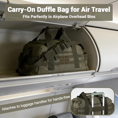 Hannibal Tactical 35L Large Duffle Bag, 3-in-1 Tactical Backpack MOLLE Pack for Sports/Gym/Outdoor, Olive Green - color: Olive Green