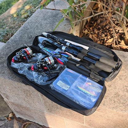 Telescopic Fishing Pole Combo, 2PCS 6.89ft Carbon Fiber Fishing Rods Spinning Reels Set，Full Kit with Fishing Pliers Lures and Carrier Bag for Travel Saltwater Freshwater