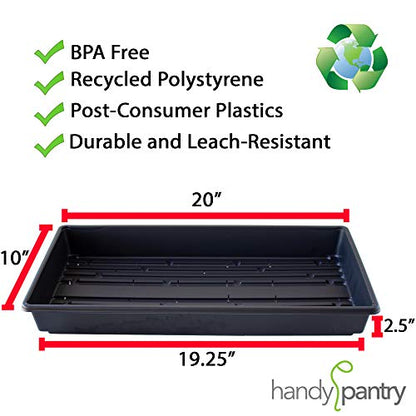 10-Pack 1020 Garden Growing Trays with Drain Holes - 10" x 20" Plastic Plant Trays with Holes - Wheatgrass Sprouting Tray, Microgreens Seed Tray, Hydroponic Trays, Nursery Flats, & Greenhouse Supplies