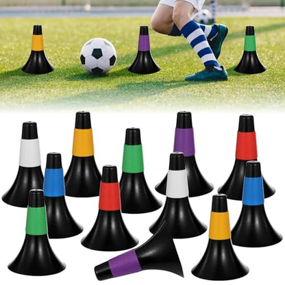 12 Pcs Basketball Cones for Training, 9.4" Cones for Sports Training with Carry Mesh Bag, Agility Cones, Stackable Marker Cones for Football Basketball Speed Grab Drills, Dog Training