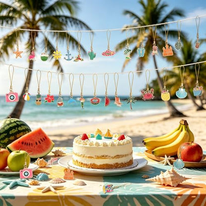 AUGSUN 36 Pieces Summer Beach Ornaments for Small Tree Xmas in July Luau Hawaiian Hanging Mini Tree Decorations Party Home Indoor Outdoor Decorations - style: Beach Style