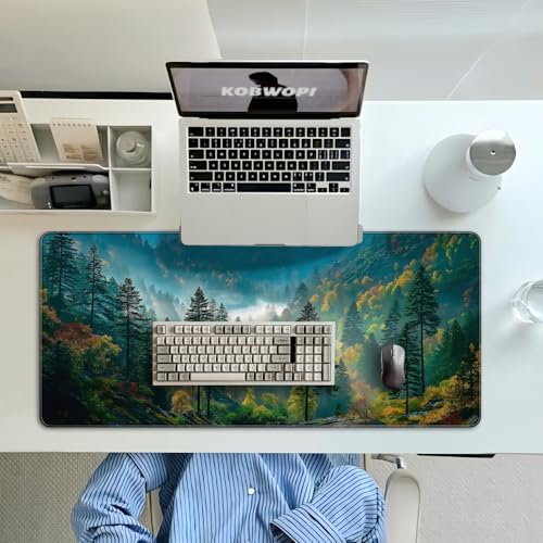 35.4 x 15.7 in, XXL Large Mouse Pad for Desk, Extended Keyboard Mouse Mat for Computer Office, Big Mouse pad with Stitched Edges, Gaming Pc-Mountains and Woods - color: Mountains and Woods